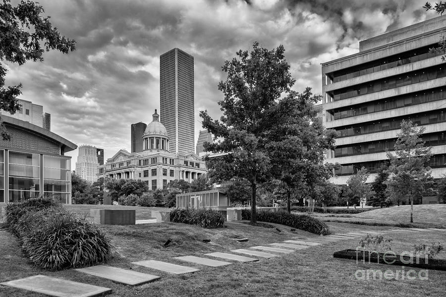 Houston Skyline Photograph - Harris County Courthouse from Jury Summons Square by Silvio Ligutti