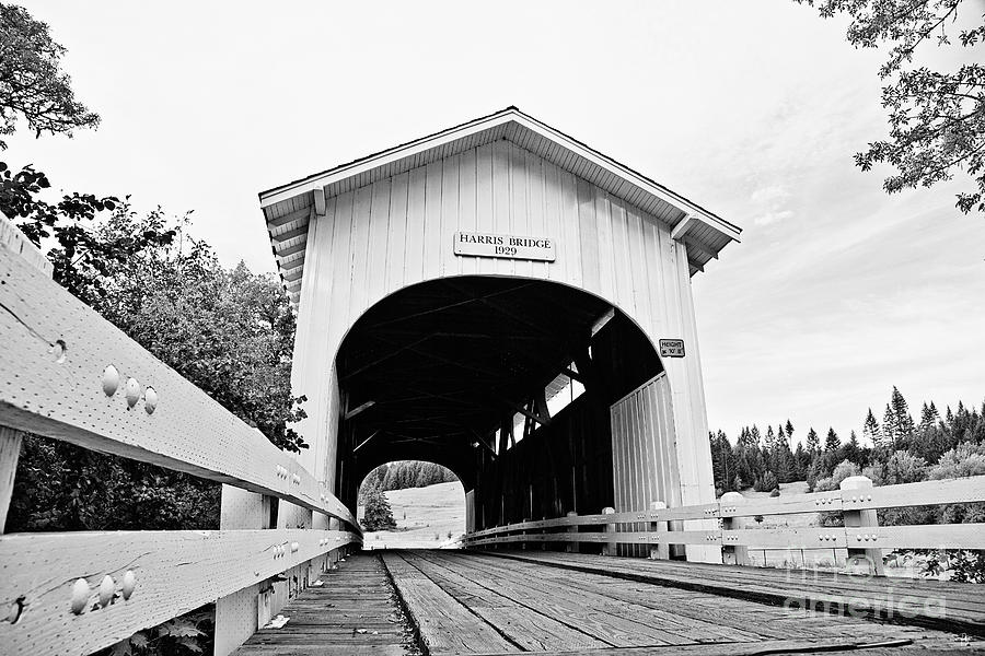 Harris Covered Bridge - BW Photograph by Scott Pellegrin