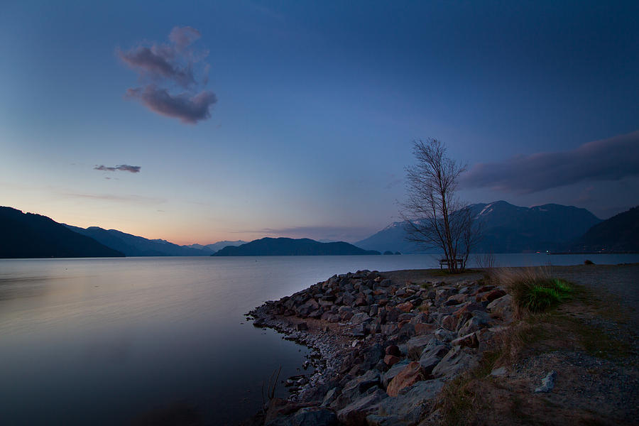 Fantasy Photograph - Harrison lake BC Canada at twilight by Eti Reid