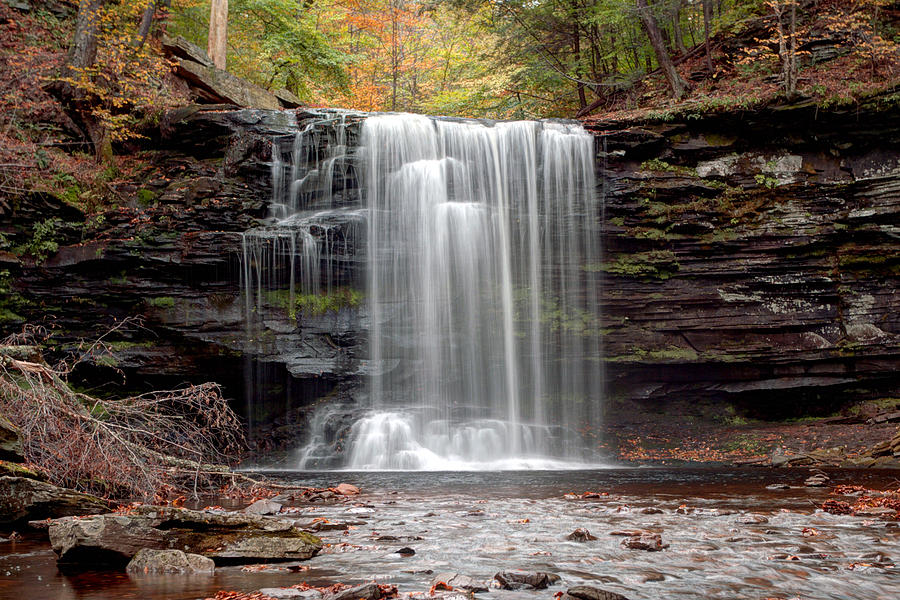 Nature Photograph - Harrison Wright Falls As Autumn Arrives by Gene Walls