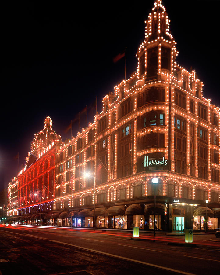 London Photograph - Harrods Department Store At Night by Alex Bartel/science Photo Library