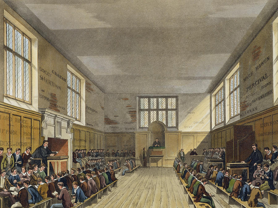 Book Drawing - Harrow School Room From History by Augustus Charles Pugin