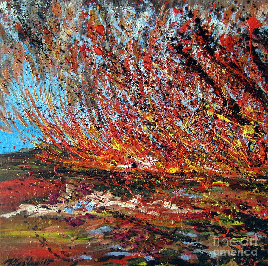 Harsh Desert Fire Australian Abstract Painting by Roberto Gagliardi