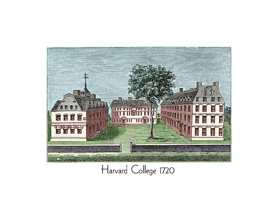 Harvard College - 1720 Digital Art by John Madison