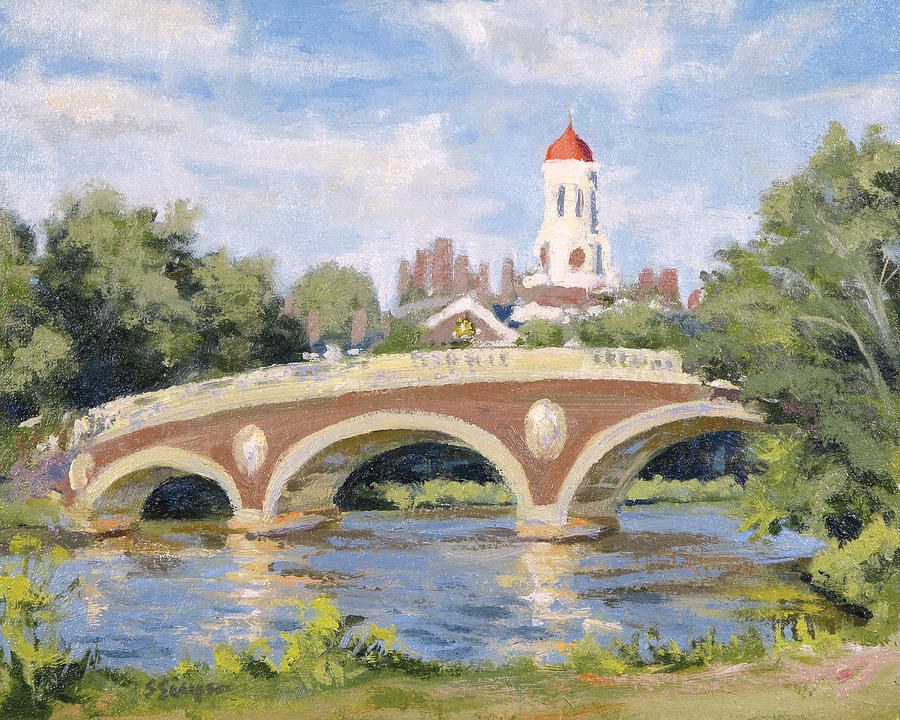 Cambridge Painting - Harvard Footbridge by Steven A Simpson
