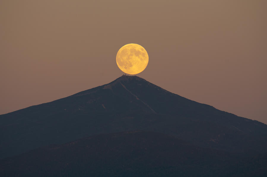 Harvest Moon on Whiteface Mountain Photograph by David Martin - Pixels