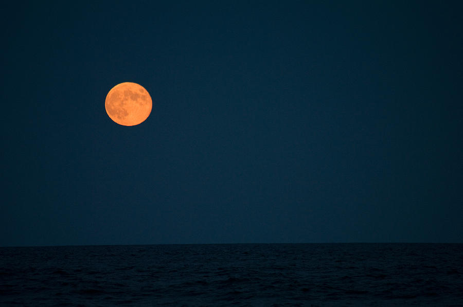 Harvest Moon Over The Atlantic Photograph by Greg Graham