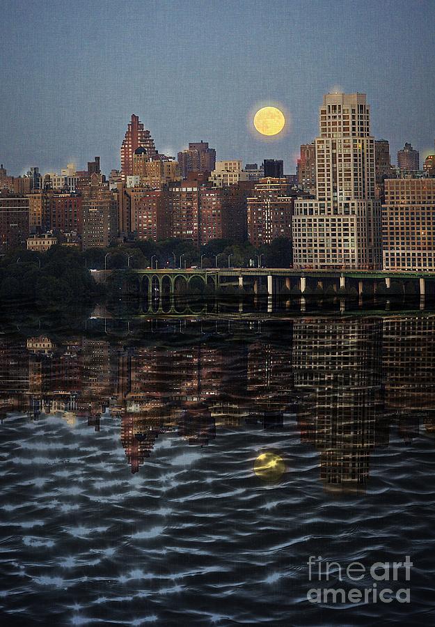 Harvest Moon Over Westside Highway NYC Photograph by Lilliana Mendez