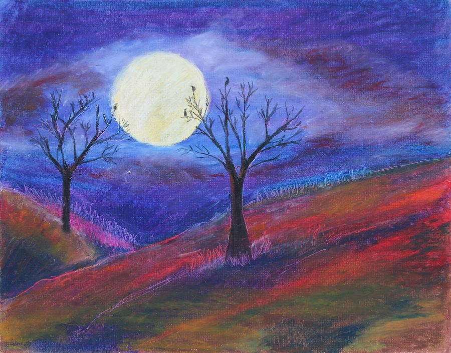 Nature Painting - Harvest Moon 3 by Jeanne Fischer