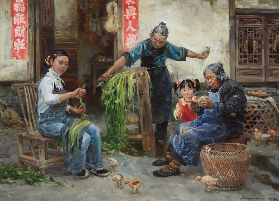 China Painting - Harvest of hem by Victoria Kharchenko
