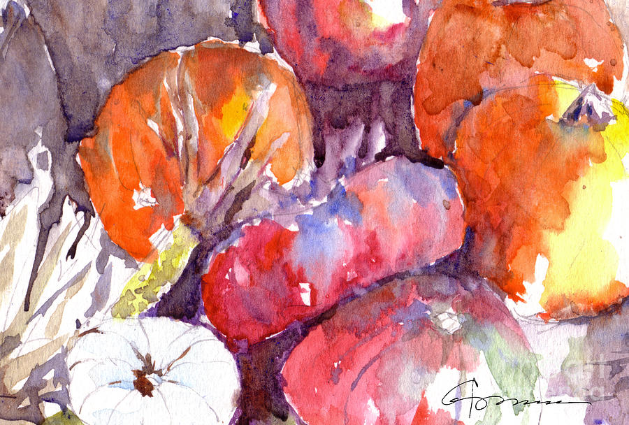 Harvest Pumpkins Painting by Claudia Hafner