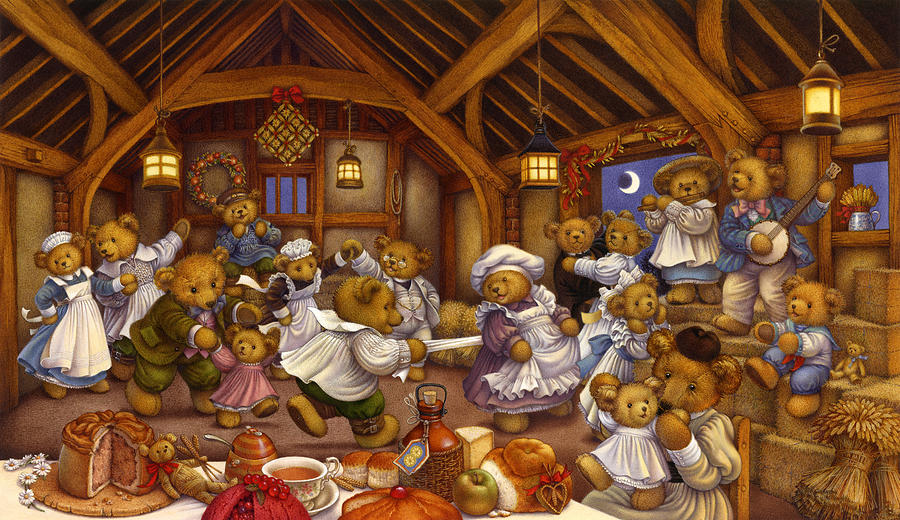 Bear Painting - Harvest Supper by Carol Lawson