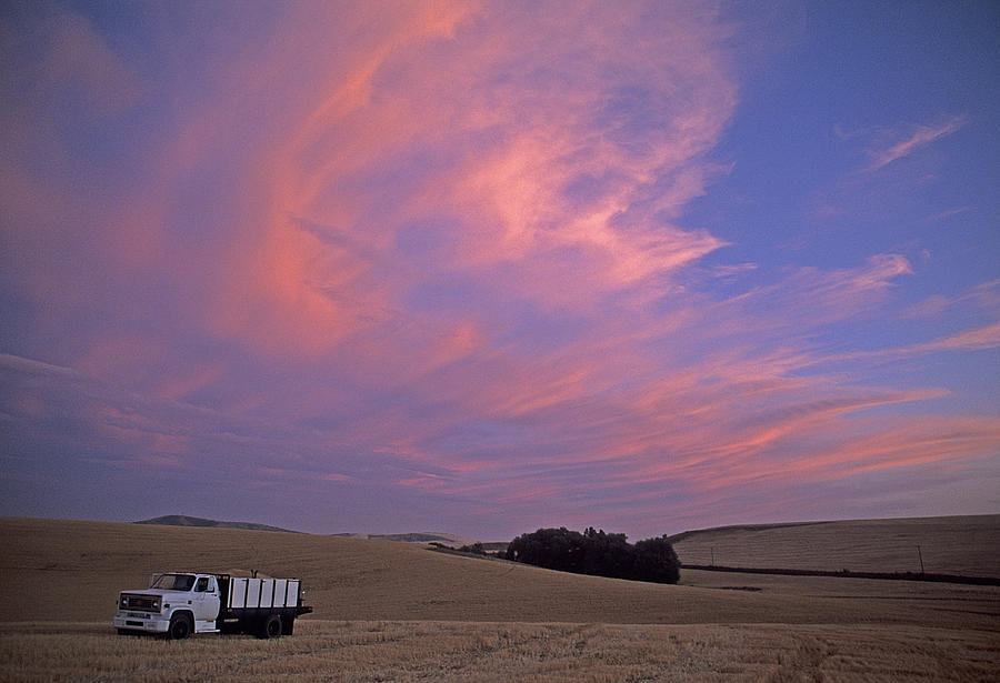 Harvest Truck Sunset Photograph by Doug Davidson