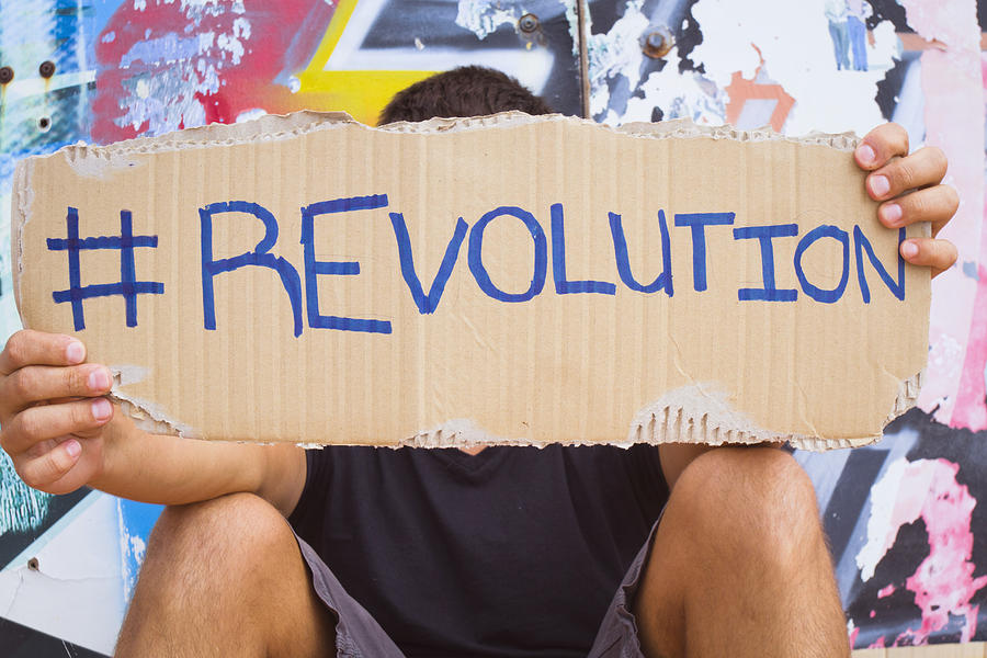 Hashtag Revolution sign Photograph by Alex Bramwell
