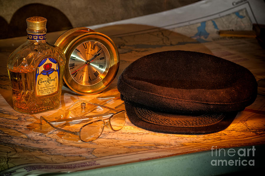 Hat whiskey clock and map Photograph by Les Palenik
