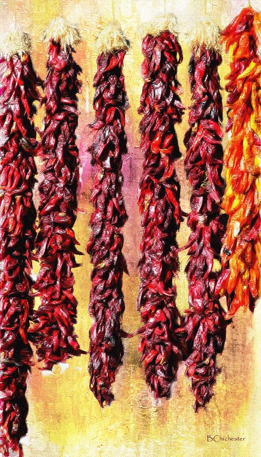 Hatch Red Chile Ristras Painting by Barbara Chichester