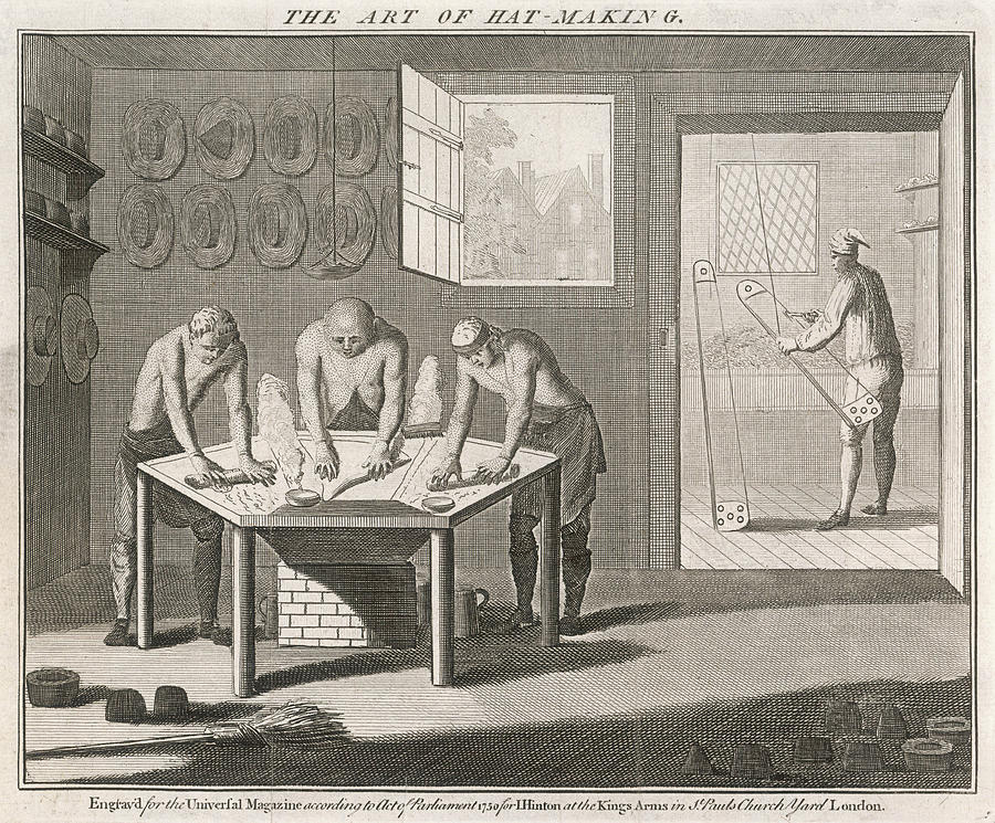 Tool Drawing - Hatmakers At Work Round Their  kettle by Mary Evans Picture Library