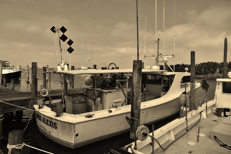 Hatteras Boat Sepia 5/24 Photograph by Mark Lemmon