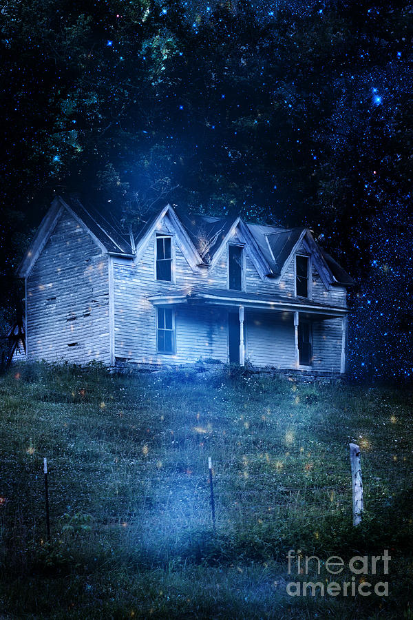 Haunted House at Night Photograph by Stephanie Frey