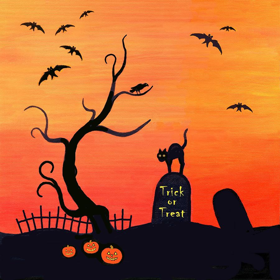 Painted Halloween House Silhouette