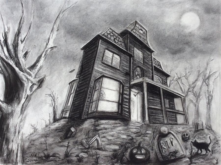Haunted House Drawing by Wei Zhang