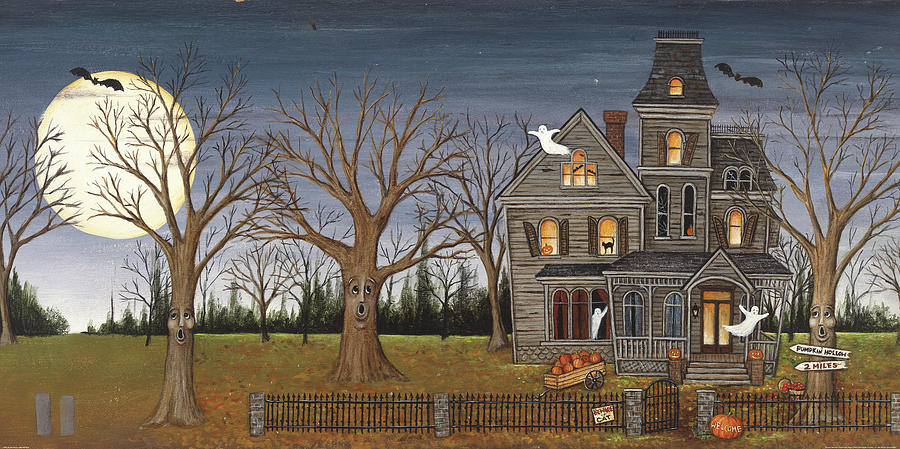 Haunted House With Full Moon Painting by David Carter Brown - Fine Art ...