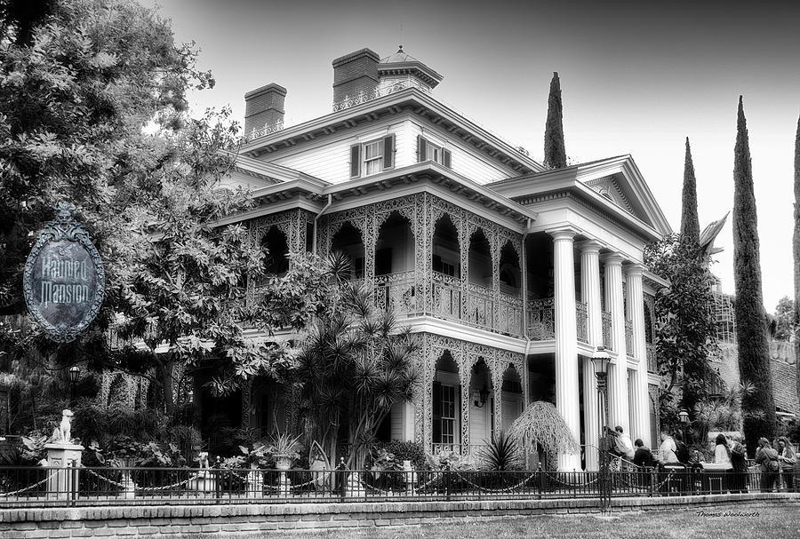 Haunted Mansion New Orleans Disneyland BW Photograph by Thomas Woolworth