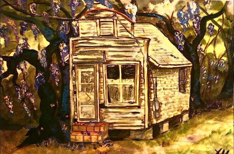 Old House Painting - Haunted Wisteria by Alexandria Weaselwise Busen