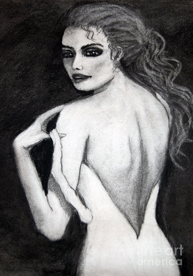 Haunting Lady Drawing by Barbara J Blaisdell