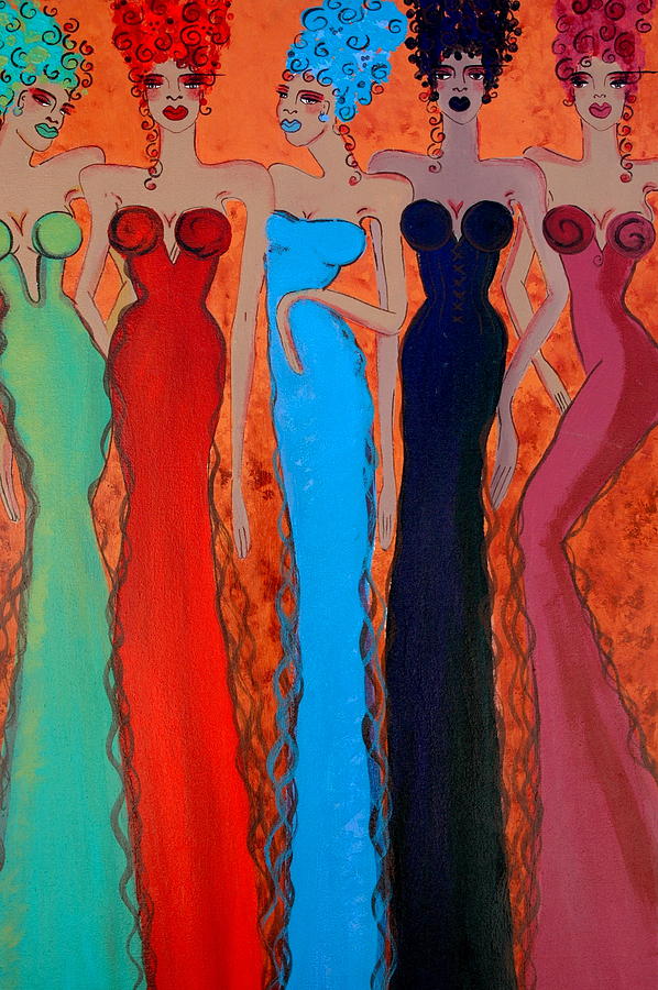 Sisters Painting - Haute Colours by Helen Gerro Sisters Painting - Haute Colours by Helen Gerro