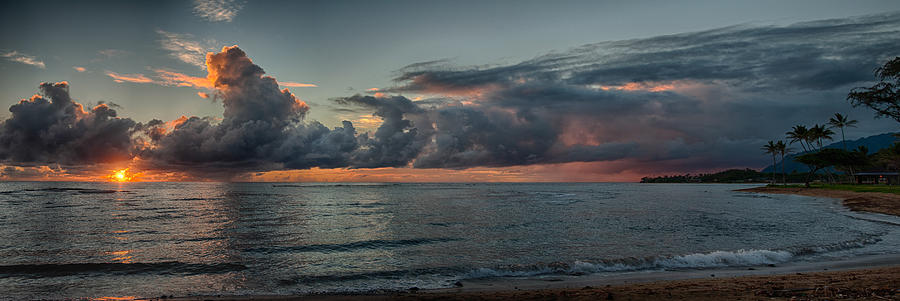 Hauula Sunrise Panorama Photograph by Dan McManus