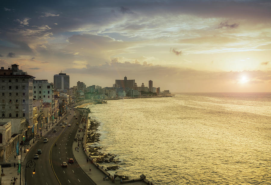 Havana. View Of El Malecon At Sunset Photograph by Buena Vista Images