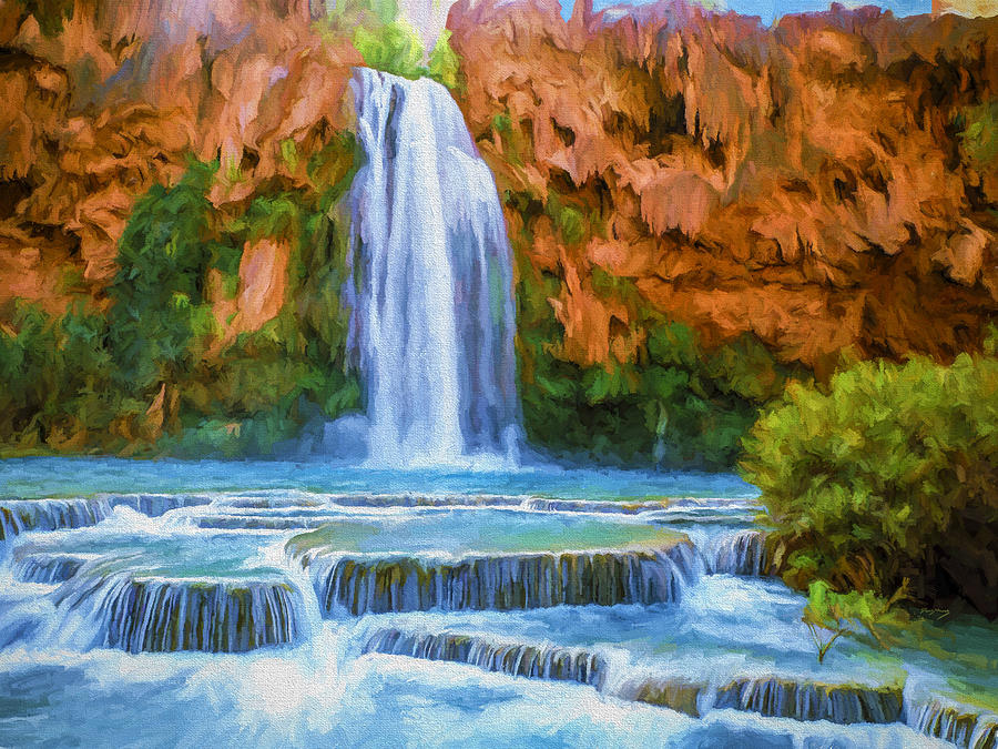 Grand Canyon National Park Painting - Havasu Falls by David Wagner
