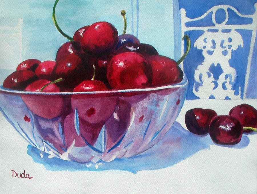 Still Life Painting - Have a Bing Cherry Go Ahead Try em by Susan Duda