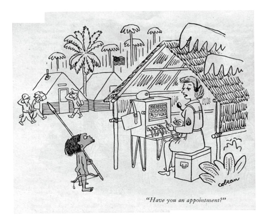 Have You An Appointment? Drawing by Sam Cobean