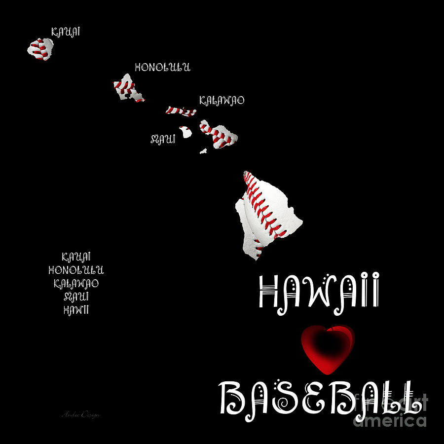 Hawaii Loves Baseball Digital Art by Andee Design