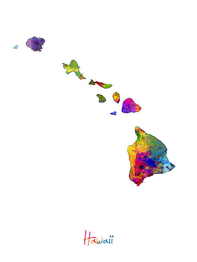 United States Map Digital Art - Hawaii Map by Michael Tompsett