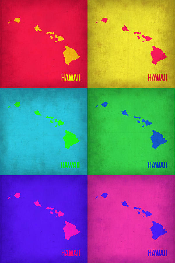 Hawaii Map Painting - Hawaii Pop Art Map 1 by Naxart Studio