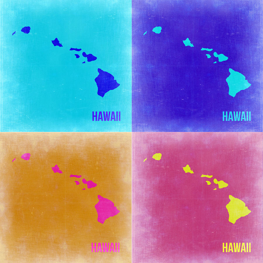Hawaii Map Painting - Hawaii Pop Art Map 2 by Naxart Studio