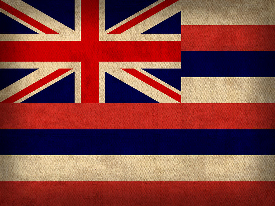 Honolulu Mixed Media - Hawaii State Flag Art on Worn Canvas by Design Turnpike