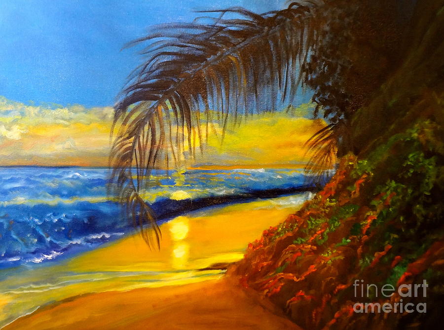Hawaiian Coastal Sunset Painting by Jenny Lee