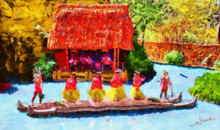 Hawaiian dance Painting by George Rossidis