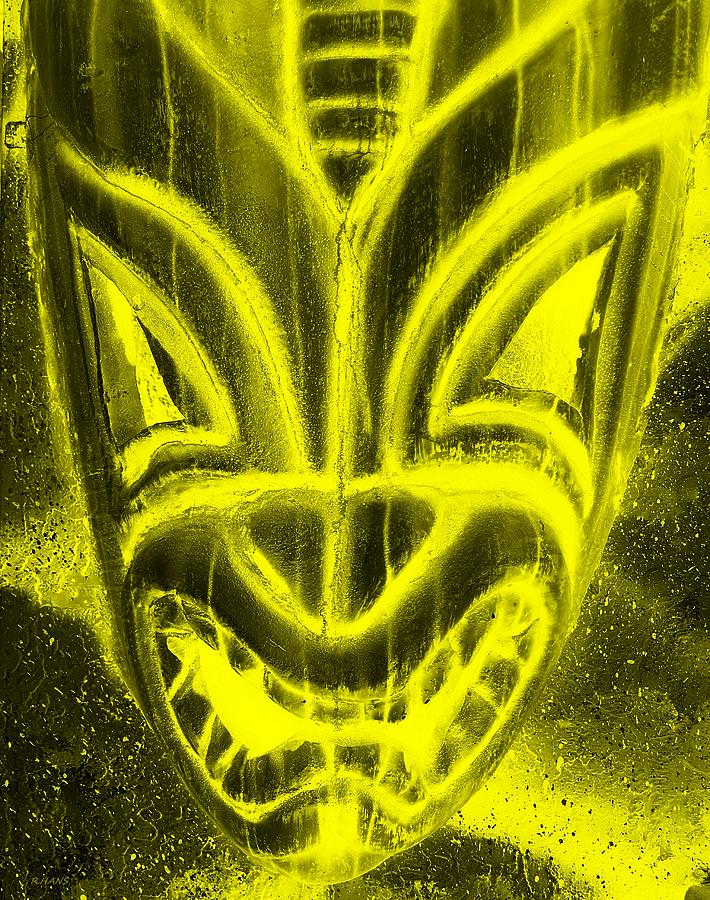 Hawaiian Mask Negative Yellow Photograph