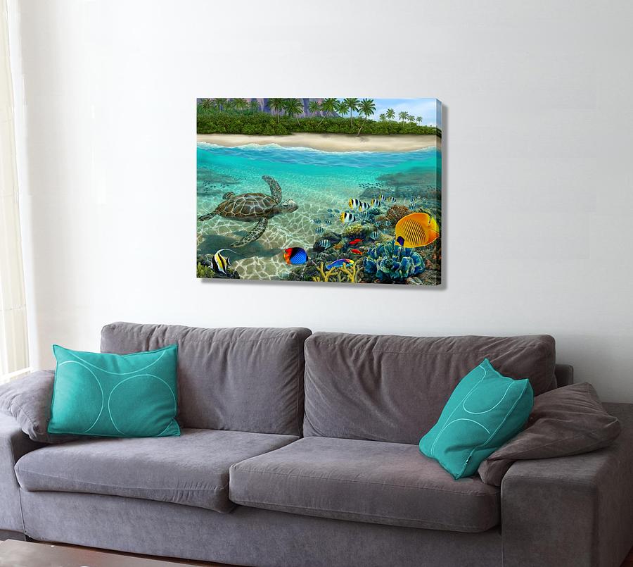 Hawaiian Sea Turtle on the wall Digital Art by Stephen Jorgensen