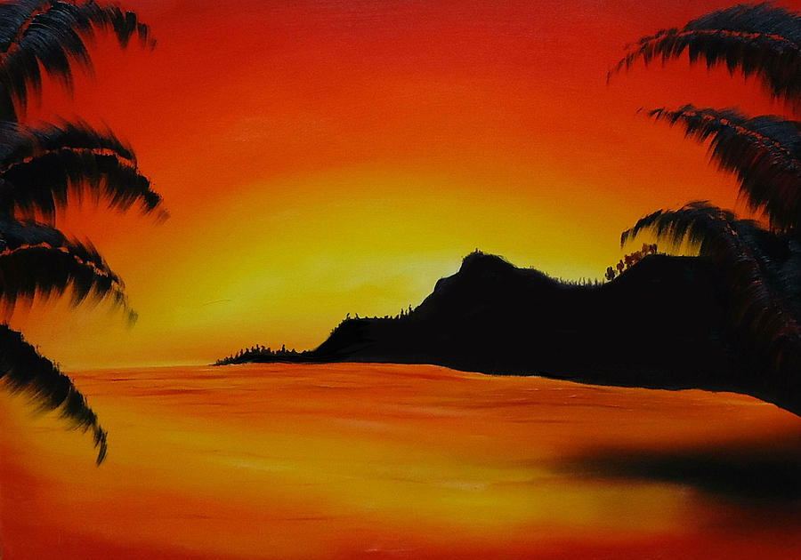 Hawaiian Sunset 3 Painting By James Dunbar Fine Art America