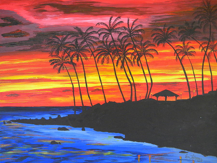 Hawaiian Sunset Painting by Eric Johansen