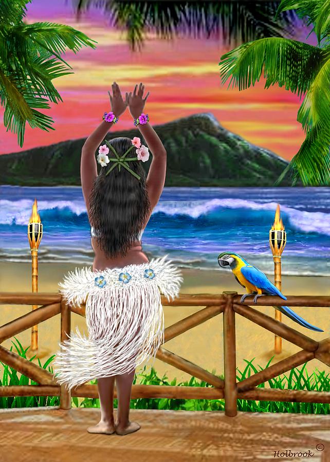 Hawaiian Sunset Hula Digital Art by Glenn Holbrook
