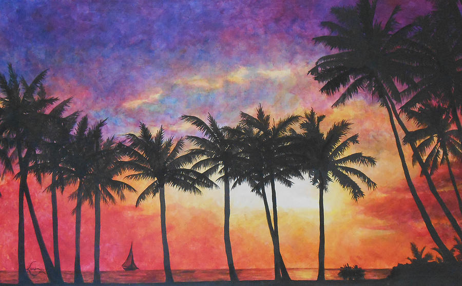 Hawaiian Sunset Painting - Hawaiian Sunset by Karen Glover