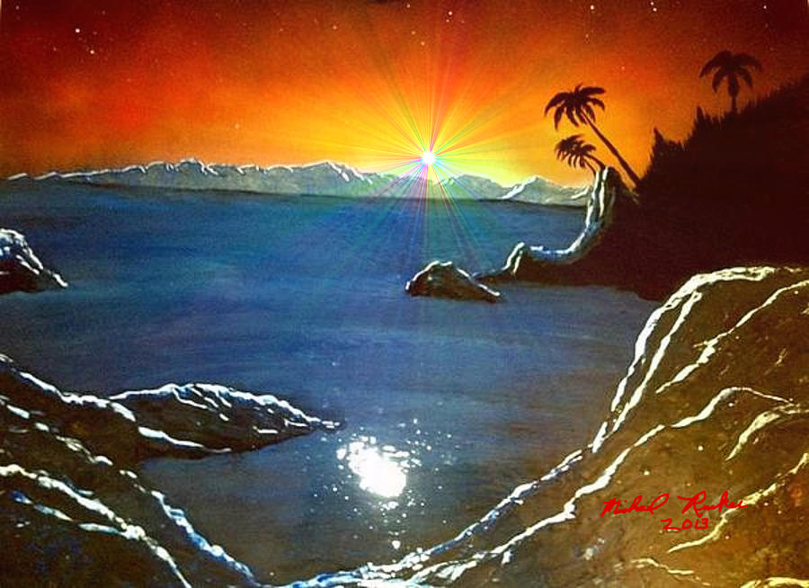 Hawaiian Sunset Painting by Michael Rucker