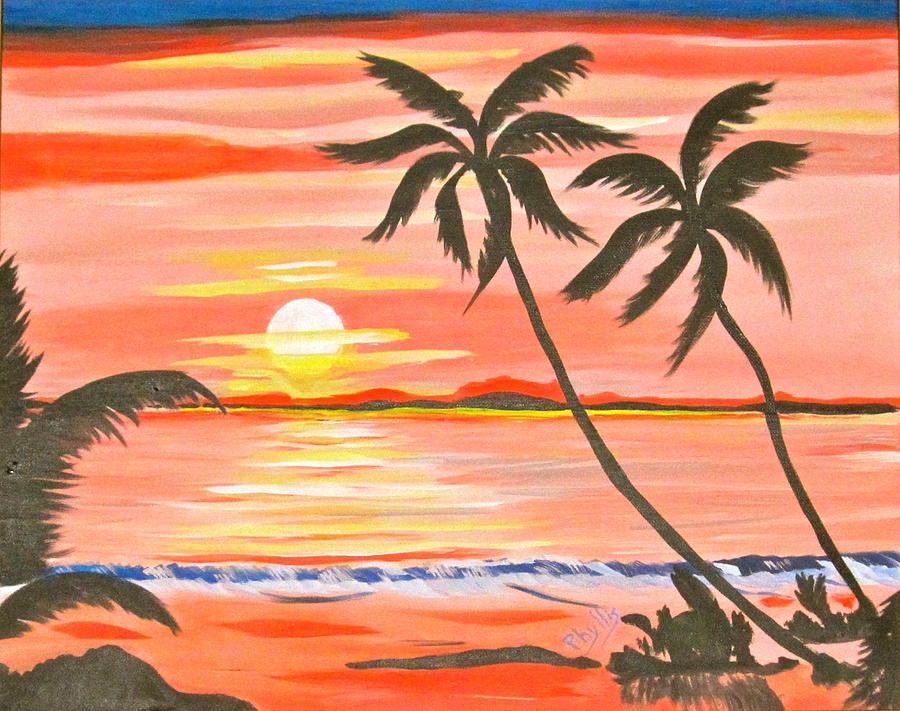 Sunset Painting - Hawaiian Sunset by Phyllis Kaltenbach
